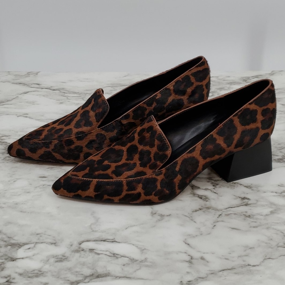 Leopard Print Calf Hair Sole Society Block Heel - Picture 3 of 13